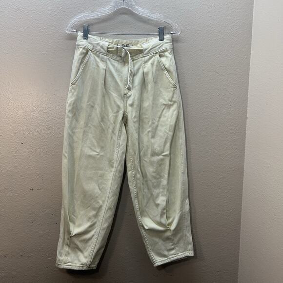 We the Free Ankle Acid Wash Barrel Jeans, Women Sz 25 High Waist belted Pleated - Picture 1 of 10